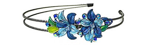 Crystal Flower Headband Metal Wire Hairband YY86801-1blue
