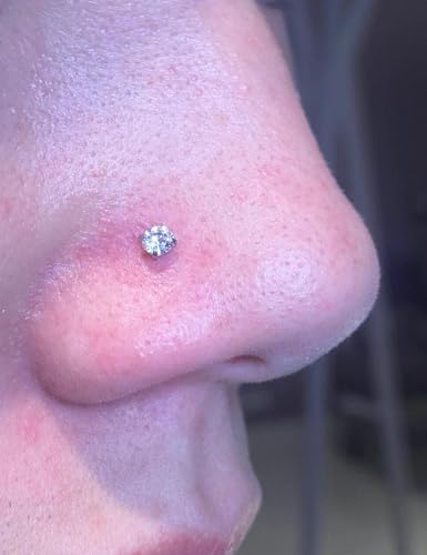 Kridzisw 24G 22G 20G 18G Nose Rings Studs Stainless Steel Cubic Zirconia Nose Nostril Studs Piercing Jewelry for Women Men CZ Size 1.5mm 2mm 2.5mm 3mm 3.5mm 4mm3