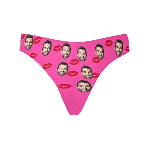 Custom Funny Boyfriend Pet Face Red Lips Pink Women's Thong G-Strings Briefs Shorts Underpants Printed With Photo L #TOP4