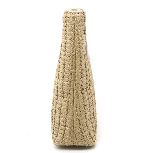 Image of Top Handle Straw Clutch Purses for Women Summer Evening Handbag Vacation Handbags Raffia Woven Beach Bags