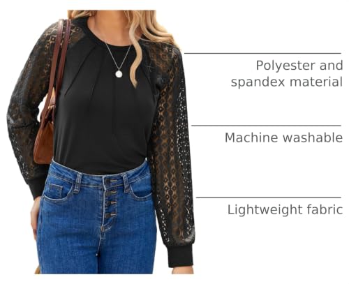 Image of HOTOUCH Women's Lace Long Sleeve Spring Dressy Casual Business Work Trendy Shirts