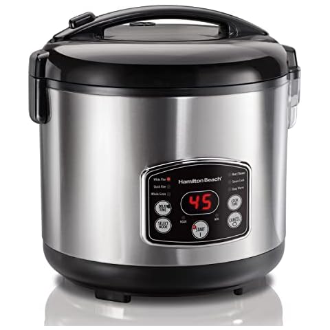 Hamilton Beach - Reiskocher, Multikocher, Dampfgarer -Einsatz, 4,75 Liter, Rice Cooker mit automatischer Warmhaltefunktion, Perfekt gegarter Reis, Schongarer für Gemüse und Fisch Cover