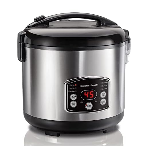 Hamilton Beach - Riskokare Med Ångkokare, 4,75 L Digital Riskokare Med Automatisk Varmhållningsfunktion, Förinställda Matlagningsprogram, Rostfritt Stål (37541-CE)