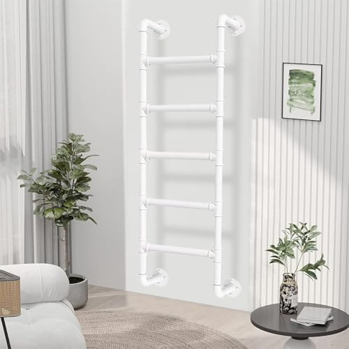 Escalera de seguridad para loft fabricada en metal resistente de color blanco 2