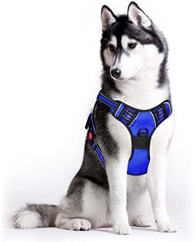 Ranwan Dog Harness Adjustable Soft Padded Pet Vest with 2 leash clip Easy Control Handle for Training or walking Jogging No Pull Harness Reflective Breathable lightweight No-Choke puppy dog