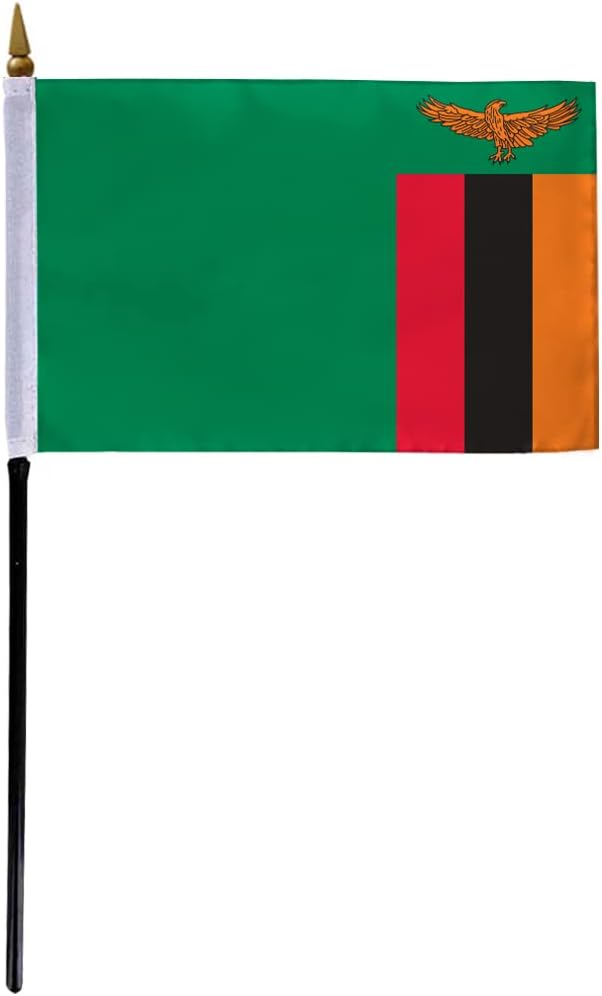AGAS Zambia Flag 3x5 ft Double Stitched Hem 100% Polyester Metal Grommets Indoor Zambian Flag