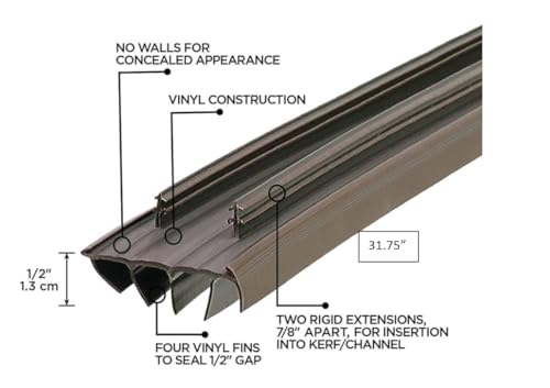 KS Hardware Kerf Style Door Bottom with Vinyl Fins, Brown Pack of 2, 31-3/4 inch Each - Thumbnail 2