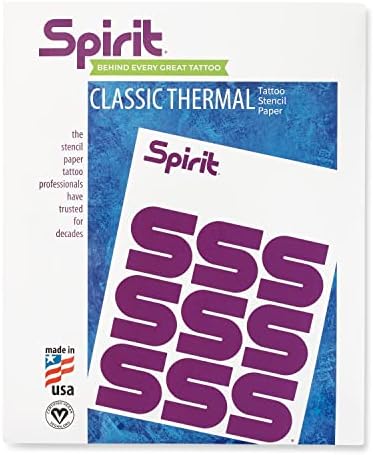 Spirit Tattoo Transfer Paper - A4-Size Stencil Paper for Tattooing - Certified Vegan and Easy Transfer Tattooing Transfer Paper with Vegetable Wax and High-Visibility Purple Dye (25 Count)