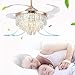 Kristall LED Deckenventilator mit Licht und Fernbedienung, 4 Einziehbare Flügel, Dimmbar 3 Farbwechsel, 42 Zoll Kristall versenkbare Deckenventilatoren mit Licht LED