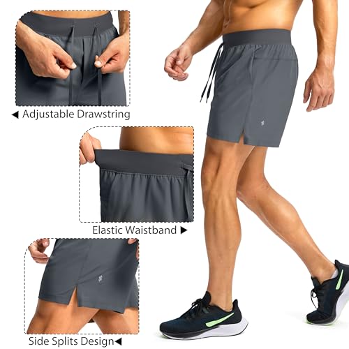Image of Soothfeel Men's Running Shorts with Zipper Pockets 9 inch / 7 inch / 5 inch Quick Dry Eight Basketball Gym Workout Athletic Shorts