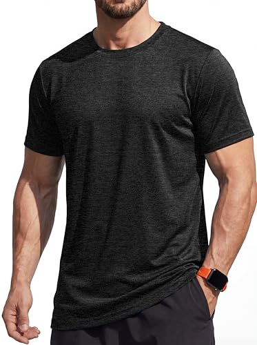 MAGCOMSEN Herren Sport T-Shirts Atmungsaktiv Sommer Laufshirt für Männer Leichte Funktionsshirt zum Joggen Laufen Wandern Radfahren Training Schwarz L
