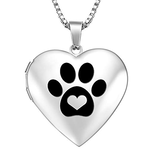 Dog Paw Locket Necklace That Holds Pictures Love Heart Photo Lockets Pendant For Women Girls #TOP10