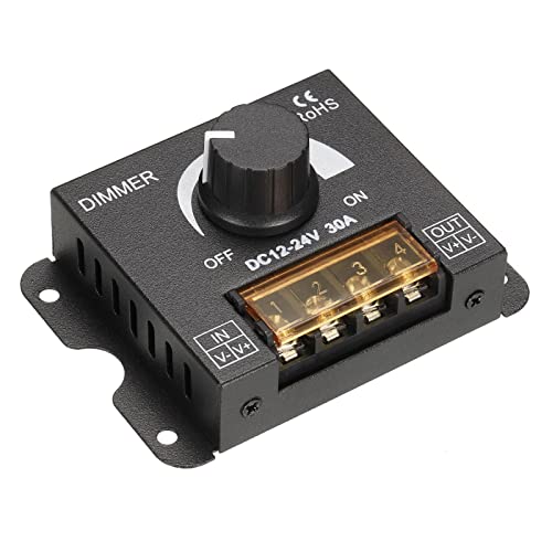 Tool parts 12V 24V 30A PWM Dimmer Knob ON/OFF Switch Controller for LED Strip Lights Black