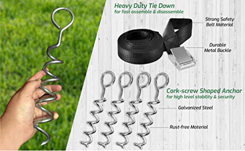 N1Fit Trampoline Stakes Anchors - Strong and Galvanized Gives a Greater Span of Anchorage - Trampoline Anchors Trampoline Anchor kit | Trampoline Wind Stakes | Ground Anchors Heavy Duty |Spiral Anchor - Thumbnail 2