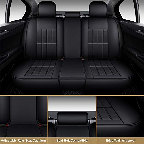 Aoog Leather Car Seat Covers, Leatherette Automotive Vehicle Cushion Cover For Cars Suv Pick-Up Truck, Universal Non-Slip Vehicle Cushion Cover Waterproof Protectors Interior Accessories, Full Set. #TOP3