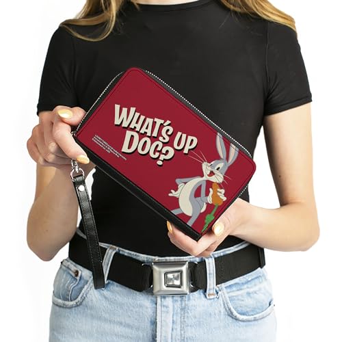 Buckle-Down Women's PU Zip Around Wallet Rectangle-Bugs Bunny, 7.5"x4.5"4