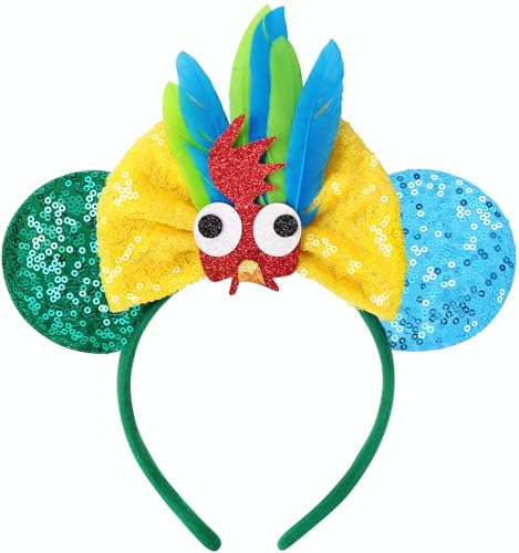 OFIHIDO Mouse Ears Headband Glitter Chicken Ears with Bow Costume Accessories for Birthday Halloween Christmas Party