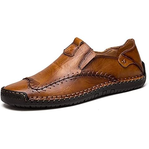 Asifn Shoes Men's Moccasins Slip-on Penny Loafer Flats Casual Leather Driving Boat Formal Business Dress Comfortable Walking Oxford(Yellow,8/8.5 UK,43 Brand Size Cover