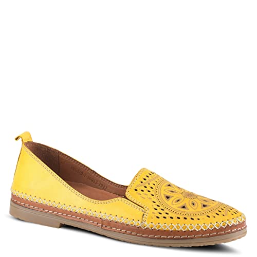 Image of Spring Step Women's Ingrid Loafers - Premium Leather Slip-On with Laser Cutout Design, Elastic Goring and Lightweight Flat Sole for Comfortable Stylish Wear