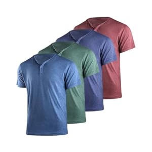 Liloak 4Pack Mens Henley T-Shirts,Multipack Henley Short Sleeve Shirts,3 Button Tee Shirts Multi Color,Classic Casual T Pack