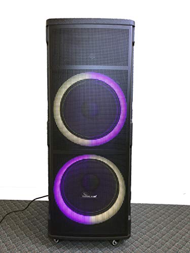 IDOlmain IPS-DJ06 Bluetooth Rechargeable Party Boombox Speaker with Optical Input, USB/SD Port, Dual Wireless Microphone, Multicolor Lighting