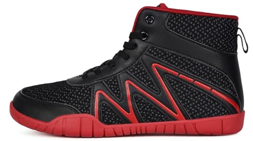 Image of Sisttke Mens Wrestling Shoes Wide Boxing Boots | Wide Zero Drop Sole,Lightweight,Non-Slip,Weightlifting,Powerlifting,Bodybuilding,Fitness