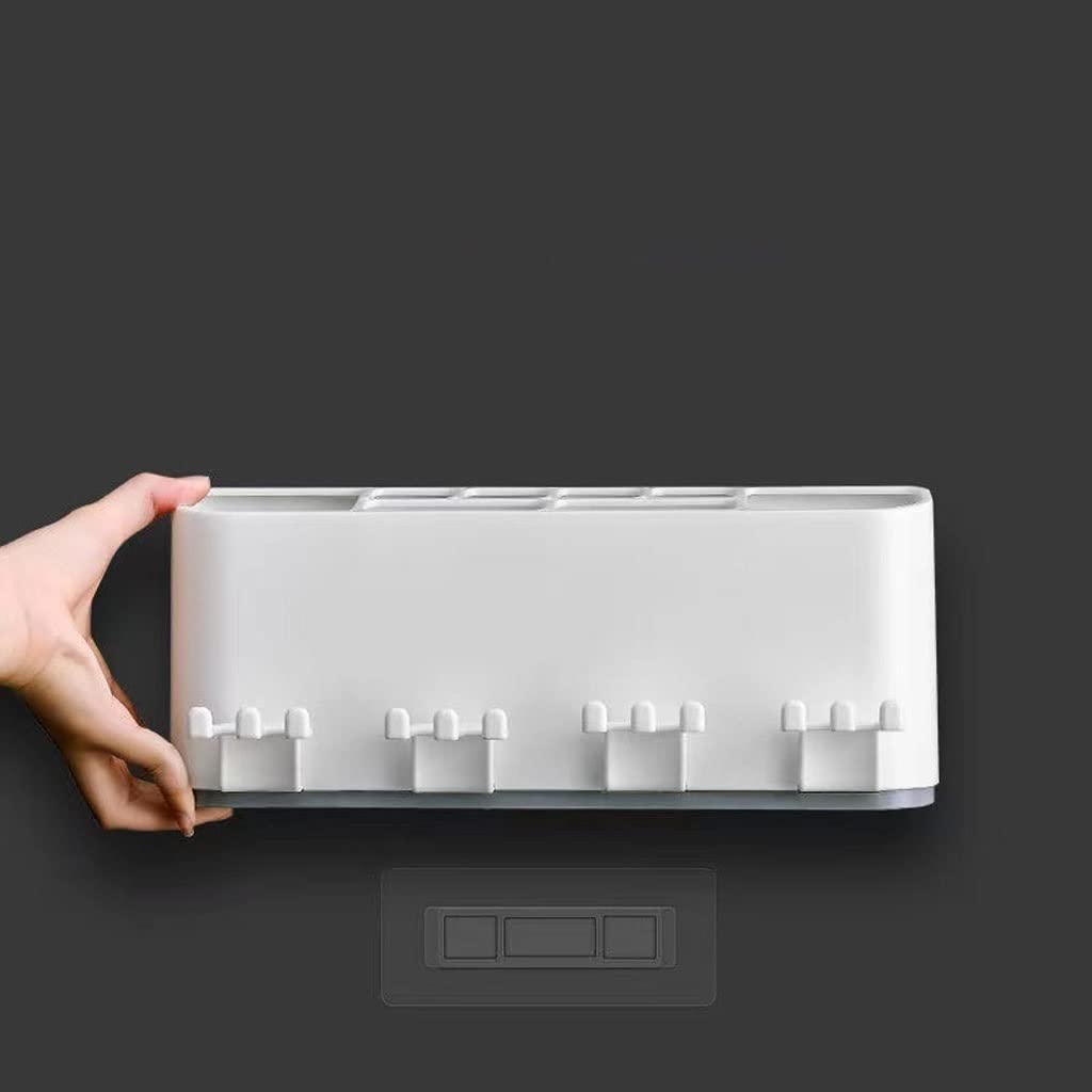 Estante para Cepillos de Dientes Organizzatore da Bagno Montato a Parete a Parete da Denti 4 Slot di spazzolino con Quattro Tazze e Set del Supporto for Compressione del dentifricio(B)