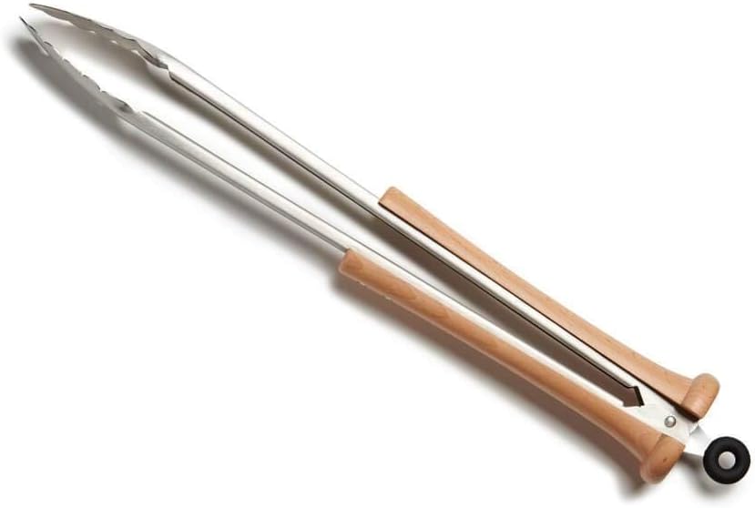Baseball BBQ | 'Splitfinger' Grill Tongs | BBQ Grilling Accessories & Utensils for Baseball Fans | Patented Wooden Bat Handle & Quality Stainless Steel | Add to Set