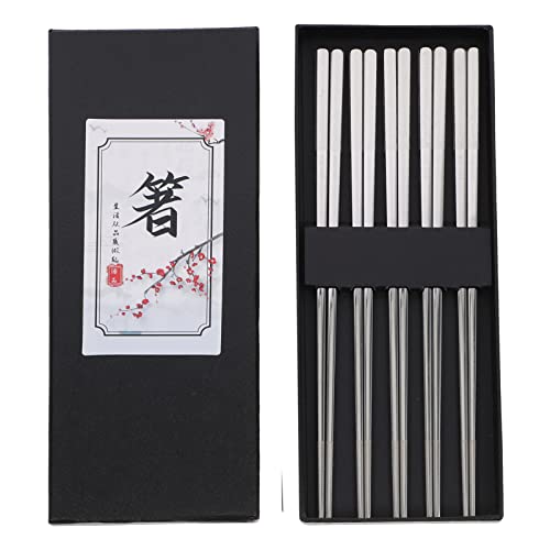 Stainless Steel Chopsticks 5 Pairs Reusable Chopsticks Classic Style Dishwasher Safe for All