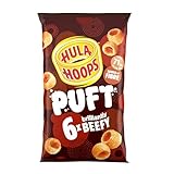 Hula Hoops PUFT - BEEF Multipack 6 x 15g Bags - Deliciously light and crispy puffed hula hoops - Completely free from artificial flavours, colours and MSG, Suitable for Vegetarians