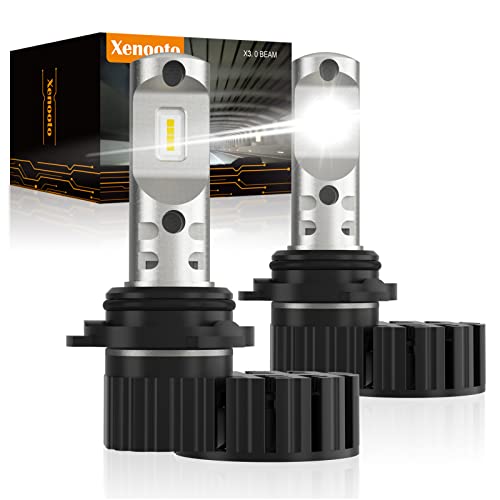 Xenooto 2023 Upgraded 9005 LED Headlight Bulbs, 3X Brightness as Stock Halogen 9005ll HB3ll, Custom Plug and Play, 6000K White High Low Beam, Non-Polarity HB3 LED Headlight Bulbs, Pack of 2