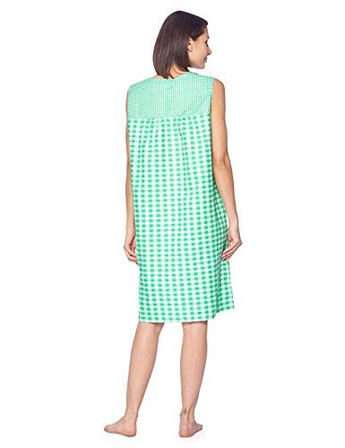 Casual Nights Women's Zipper Front House Dress Duster Sleeveless Housecoat Lounger Robe, Gingham Green, X-Large #TOP3