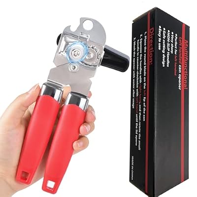 Left Handed Can Opener Manual, Lefty Kitchen Tools Utensils (Red Handle)