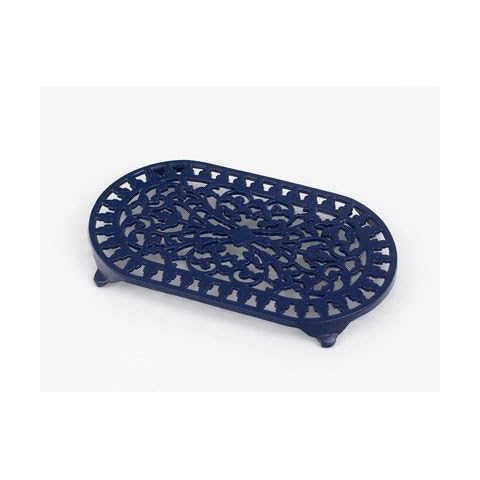 Large Blue Oval Cast Iron Trivet Cover