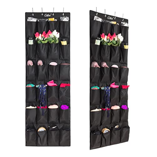 Colleer Shoe Organizer Over Door, Shoe Rack,24 Big Pockets Hanging Shoe Organizer For Closet Shoes Hanger With 4 Metal Hooks 1 Pack(Black) #TOP6