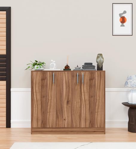 Image of Spyder Craft Buffet Cabinet with Storage - Shinx Storage Organizer with Doors and Shelves - Side Cupboard for Kitchen and Living Room Color - Wood Brown (Brown)