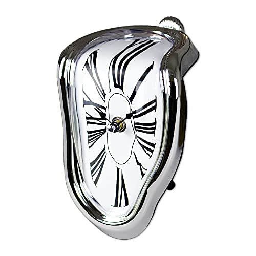 WTSTARTED Melting Clock Salvador Dali Clocks Silent Table Clock for Office Rustic Home Decor Vintage Clocks Battery Operated Mantle Piano Shelf Clock Surrealism Wall Art