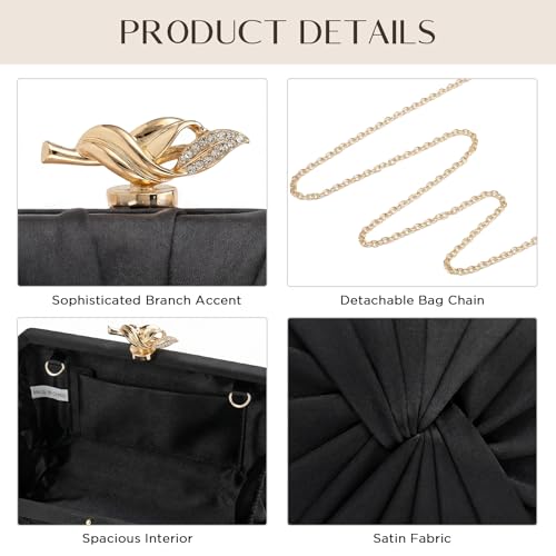 Image of CHUNLI Satin Clutch Bag, Elegant Clutch Purse for Women, Gold Evening Bags