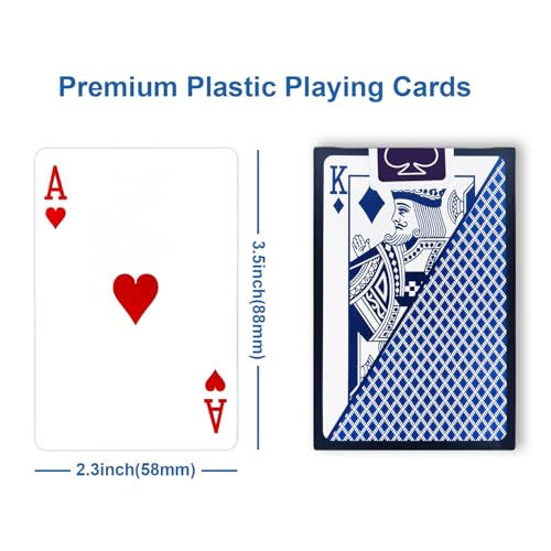 Wugauwor wasserdichte Spielkarten, Kunststoff Spielkarten, Kartenspiel, Wasserfeste Poker Karten für Camping Spiele, Playing Cards für Blackjack Bridge Kartenspiele, 1 Deck, Blau – Bild 8