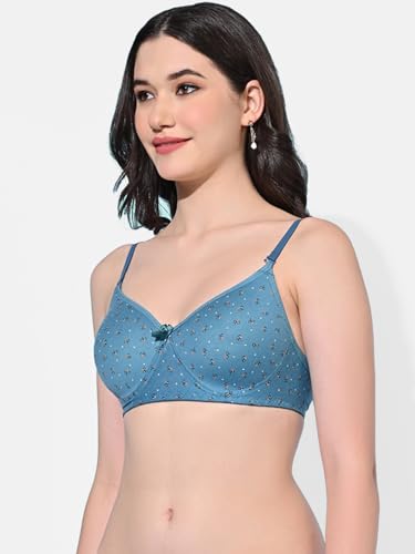 Image of FIMS - Fashion is my style Women Cotton Blend Padded Non-Wired Everyday Bra Pack of 1 Cup- B Multicolor