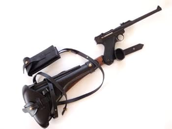 ルガーP08 8インチ用 右利きレザーホルスター No.593 リプロダクト品] ルガーP08-8インチ用 マグポーチ付レザー