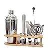 BEIAOSU Cocktailshaker Cocktailset – Cocktailset Roestvrij Staal, 750 ml, 10-delige Accessoires met Onderlaag van Bamboe…