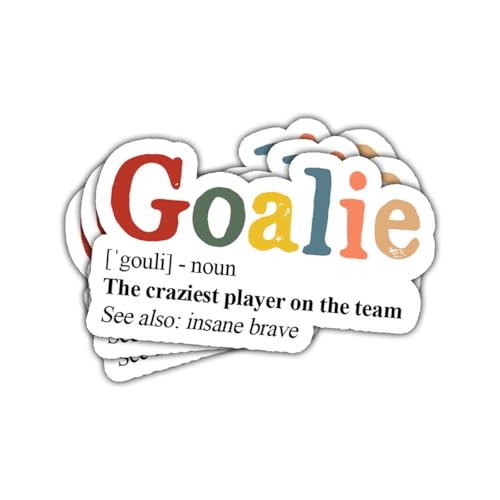 3Pcs Goalie Definition Sticker The Craziest Player on the Team Gift for Hockey Sports Goalie Definition Stickers Insane Brave Player Who Saves the Day Decal for Laptop Water Bottle Phone Case Car 3"