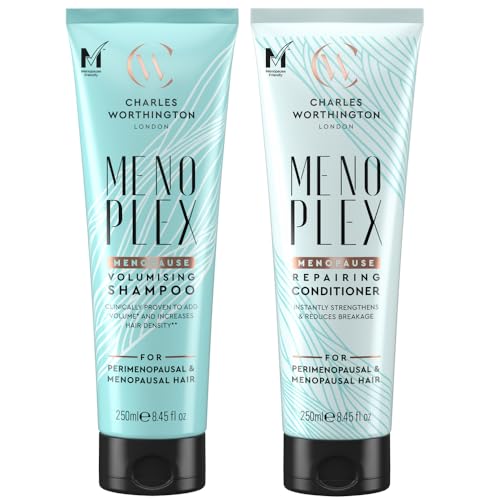 Charles Worthington MenoPlex Menopause Volumising Shampoo & Repairing Conditioner, for Dry Dull Hair Bundle, 2x250ml