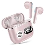 Wireless Earbuds 2026 Sport Bluetooth Headphones Stereo Earphones with ENC Mic Wireless Earphones In Ear Earbuds with Dual LED Display, 48H Playtime, Running Headphones IP7 Waterproof, Ceramic Pink