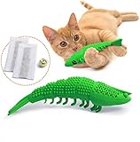 Ronton Cat Toothbrush Catnip Toy - Durable Hard Rubber - Cat Dental Care, Cat Interactive Toothbrush Chew Toy, Refillable Catnip Kitten Teaser Toy with Bell