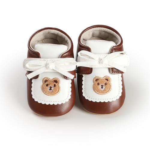 Image of HsdsBebe Baby Boys Girls Pu Leather Hard Bottom Walking Sneakers Toddler Rubber Sole First Walkers Infant Cartoon Slippers Crib Shoes