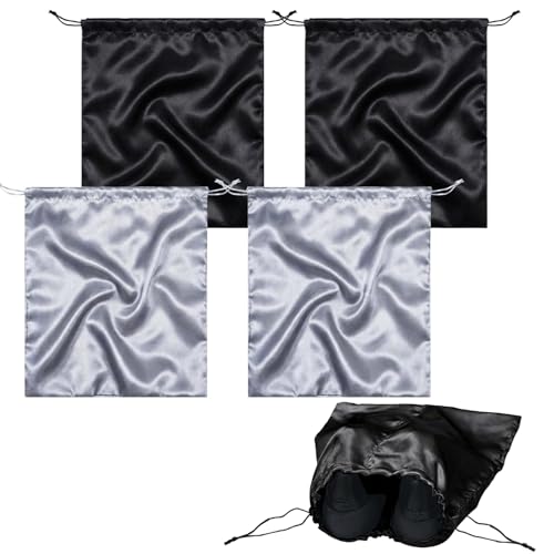 Sadnyy 4 Pcs Satin Travel Shoe Bags Spandex Shoes Pouch