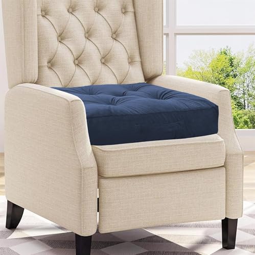 Roseley Blue Armchair Booster Seat 50cm Large Seating Cushion For Armchair Sofa Floor Square Seat Pad Firm Support Faux Suede Cover Post Operative/Pregnancy Support