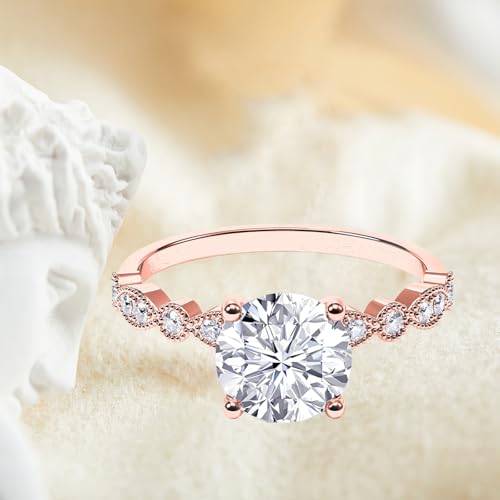 1-3ct Center Round Cut Halo Moissanite Engagement Wedding Rings 10K 14K 18K Solid Gold Engagement Wedding Round Moissanite Valentines Rings with Engraving Gifts for Her2